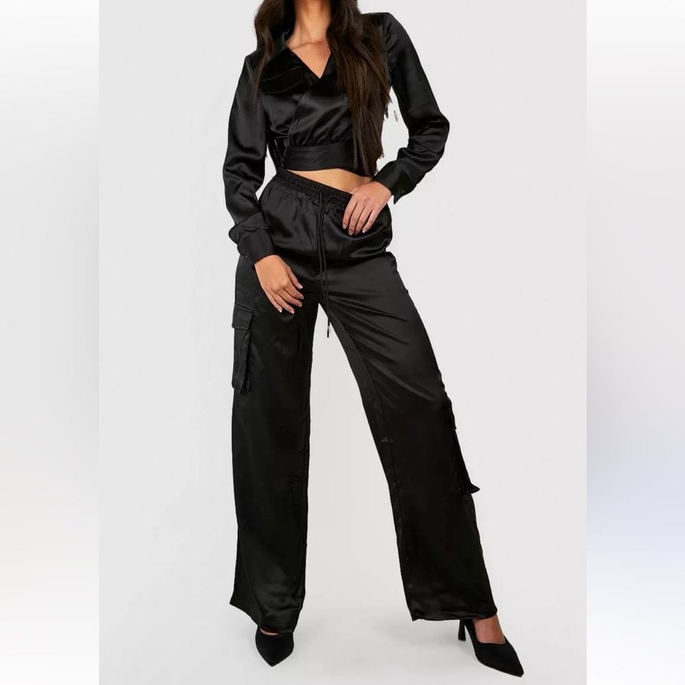 45 The Satin Cargo Pants with Front Tie